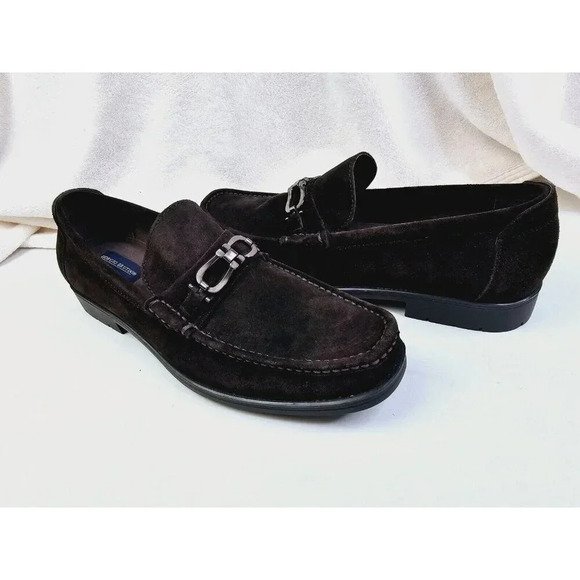 Giorgio Brutini Size 13M Men's Chocolate Brown Suade Horsebit Slip On Loafers - Picture 9 of 11